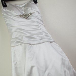 Private Collection White Satiny Bridal Gown with Corset Back, Sample Condition